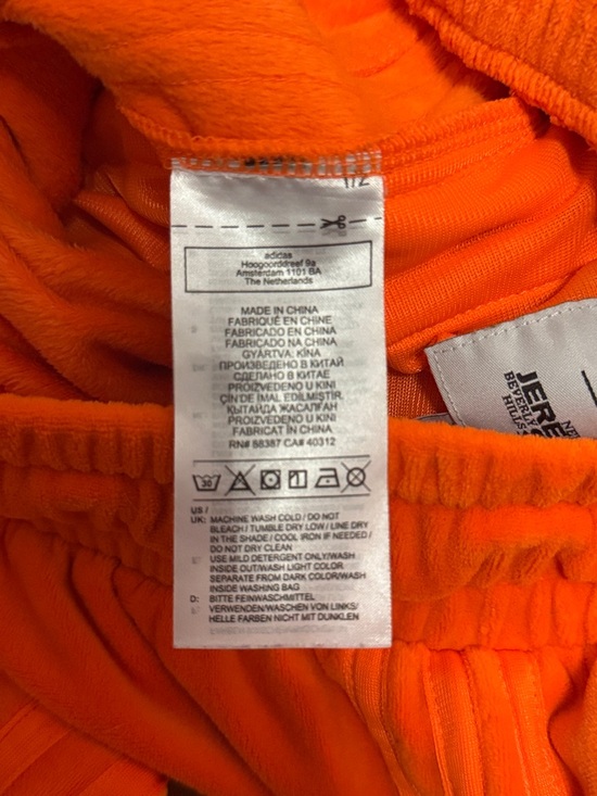 Adidas X Jeremy Scott Orange Soft Velour Wide Leg Long Track Pants Medium - Picture 9 of 10